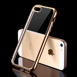 Protector goma transparente con borde metalizado iPhone 5/ SE